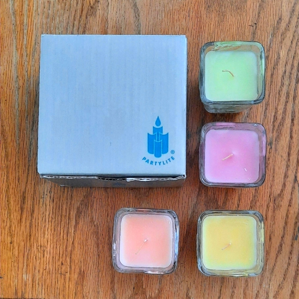 Set 4 Princess House Glass Votives with Fruit-Inspired Scents
